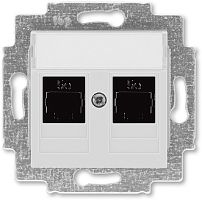 Розетка компьютерная без рамки ABB EPJ Levit 2-м. RJ45+RJ45 5e серый картинка